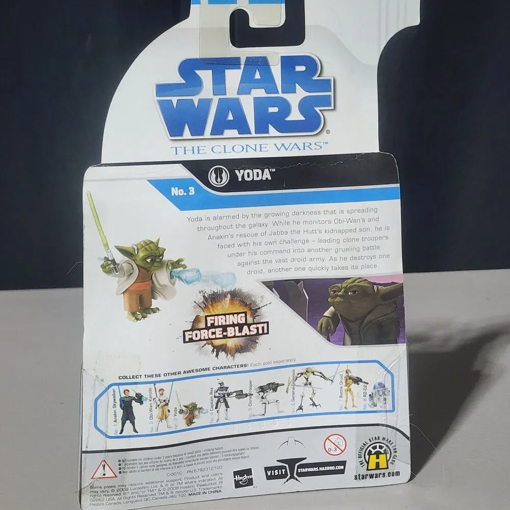 NEW Star Wars The Clone Wars Yoda Action Figure #3 Firing Force Blast 2008...